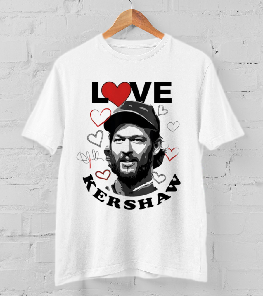 LOVE Kershaw Los Angeles Dodgers Baseball Heart T-Shirt