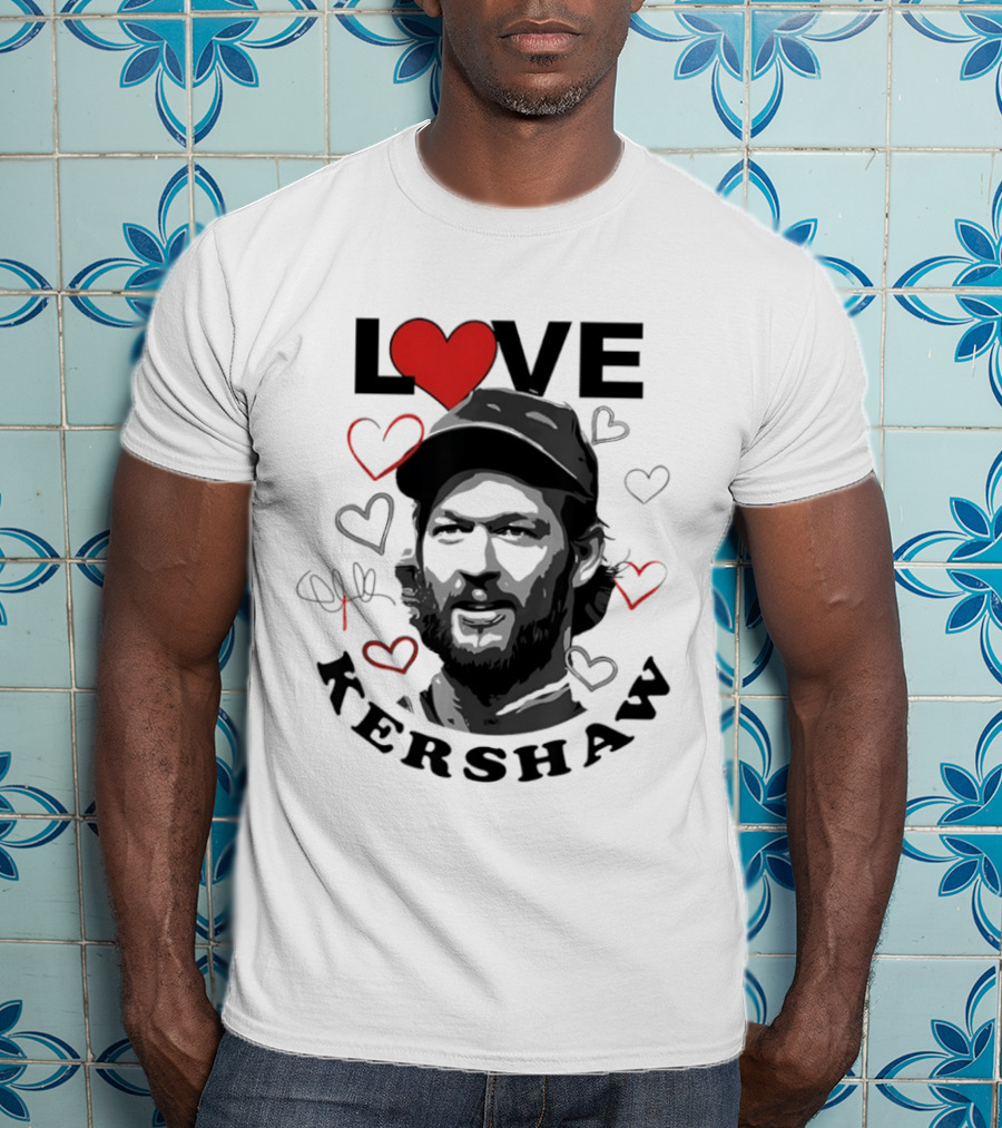 LOVE Kershaw Los Angeles Dodgers Baseball Heart T-Shirt