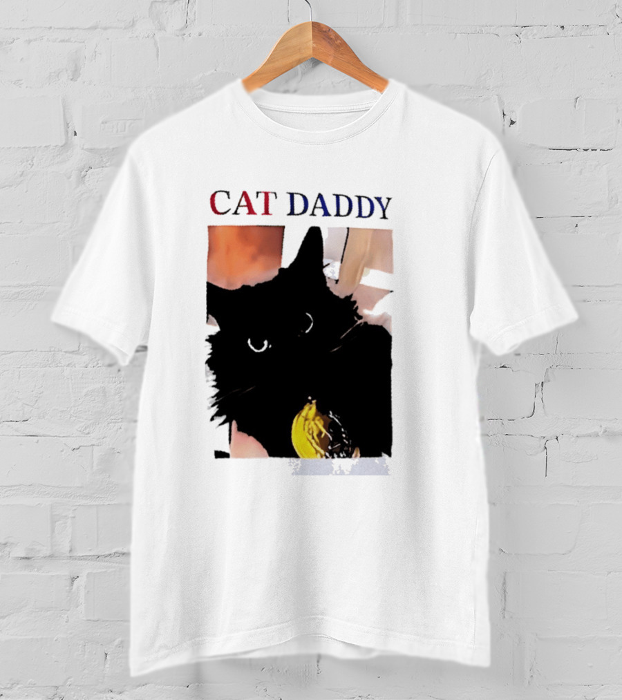 Cat Daddy Black Cat Image With Yellow Banana Accessory T-Shirt