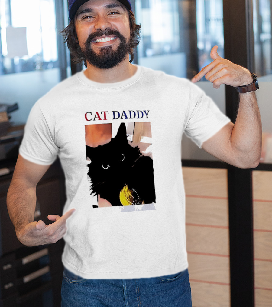 Cat Daddy Black Cat Image With Yellow Banana Accessory T-Shirt
