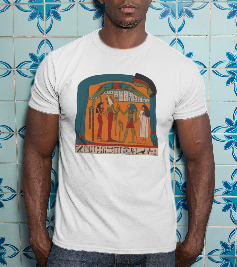 Panel Of Tabakenkhonsu Egyptian Hieroglyphs And Deities T-Shirt
