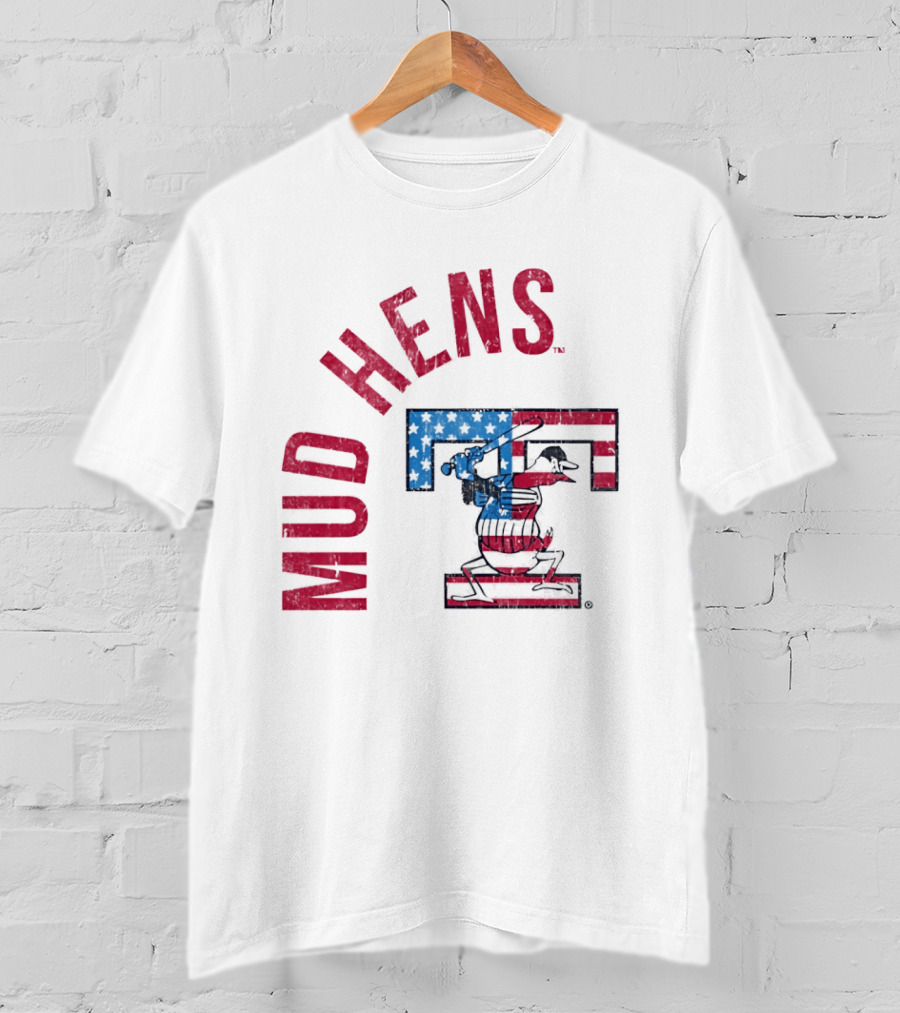 Toledo Mud Hens Patriotic Baseball Logo Red White Blue T-Shirt