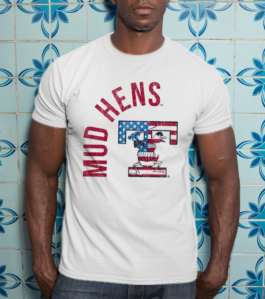 Toledo Mud Hens Patriotic Baseball Logo Red White Blue T-Shirt