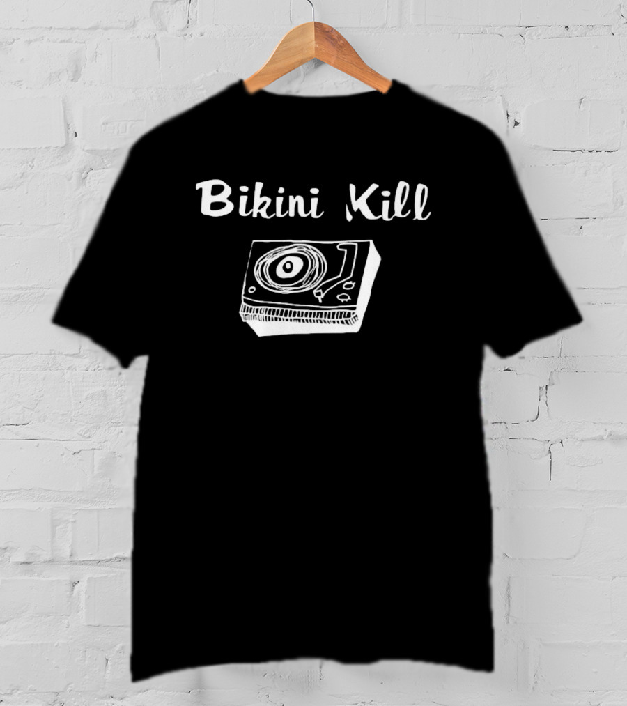 Bikini Kill Record Player Punk Rock Minimalist Line Drawing Band Music T-Shirt