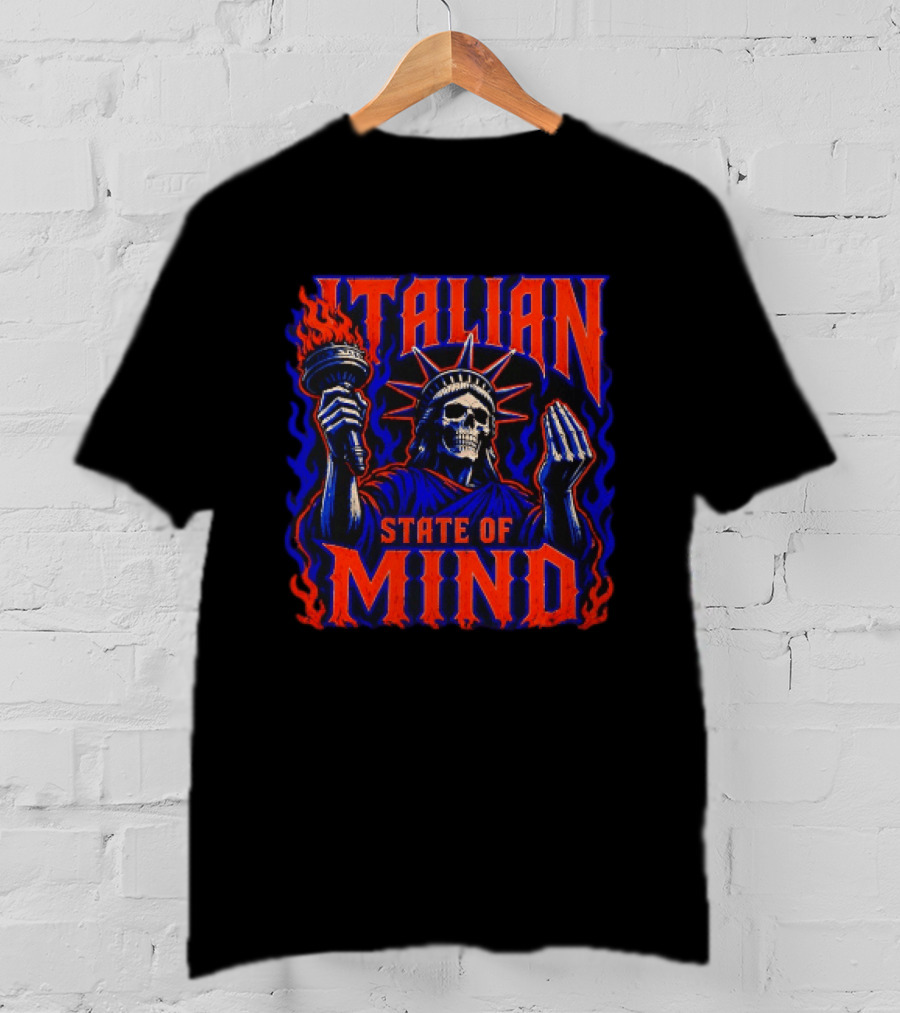 Italian State Of Mind Skeleton Statue Of Liberty New York Knicks T-Shirt