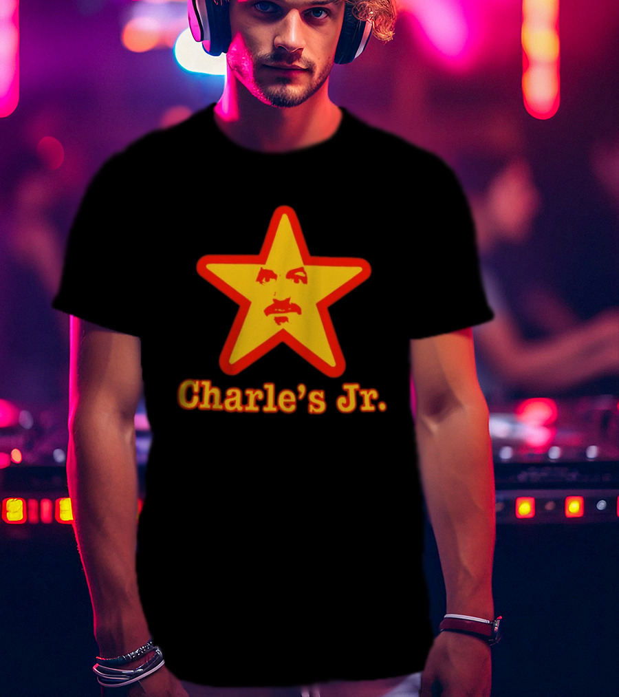 Charle's Jr Star Retro Iconic Face In Yellow Star T-Shirt