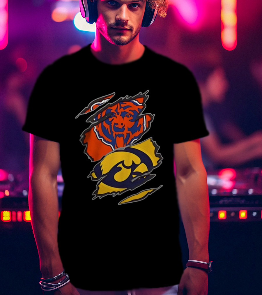 Chicago Bears Iowa Hawkeyes Two Teams One Heart T-Shirt