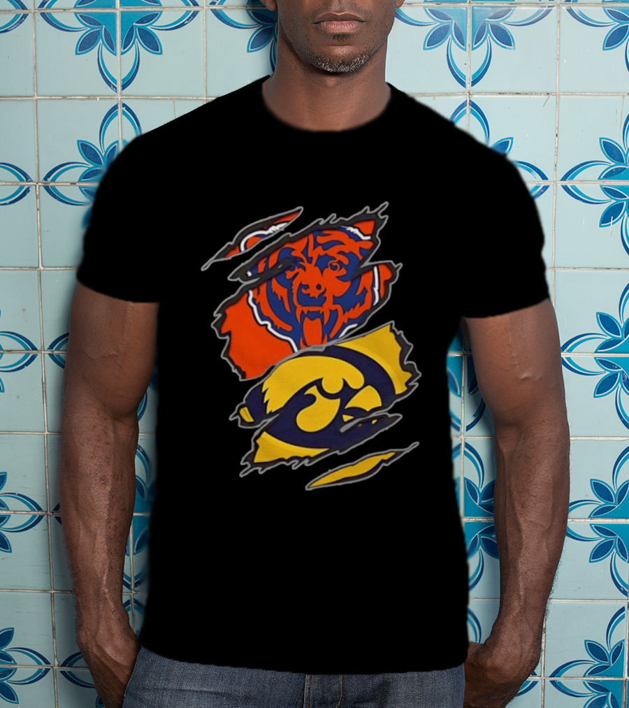Chicago Bears Iowa Hawkeyes Two Teams One Heart T-Shirt