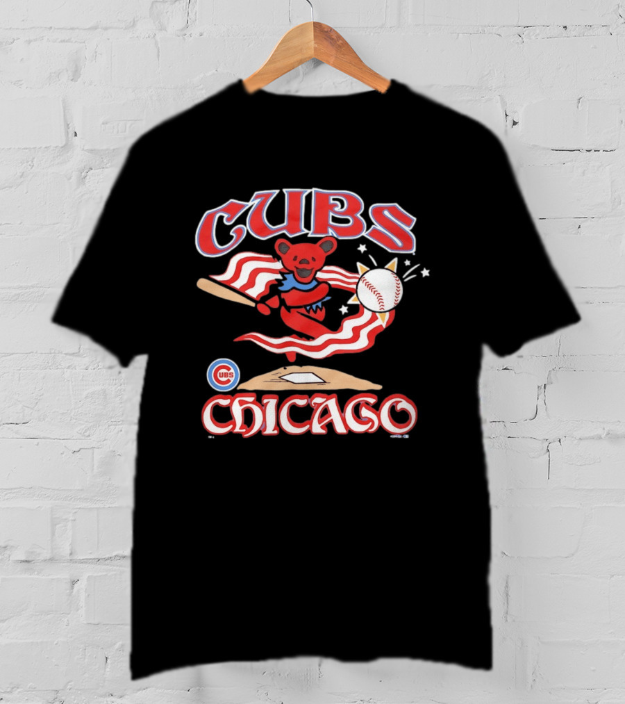 Chicago Cubs Grateful Dead Dancing Bear Baseball Collaboration T-Shirt