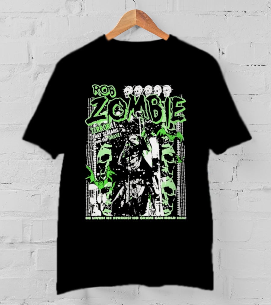Rob Zombie Neon Green Skeletons Terror From The Grave T-Shirt