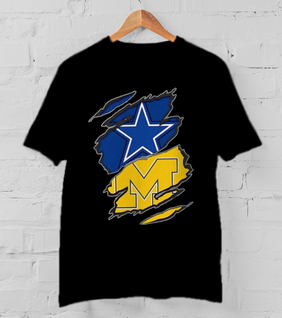 Dallas Cowboys Michigan Wolverines Two Teams One Heart T-Shirt