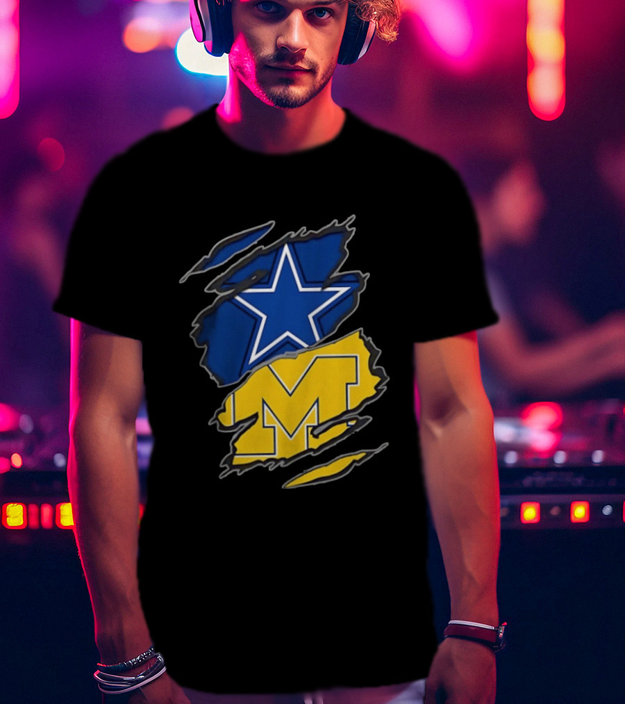 Dallas Cowboys Michigan Wolverines Two Teams One Heart T-Shirt