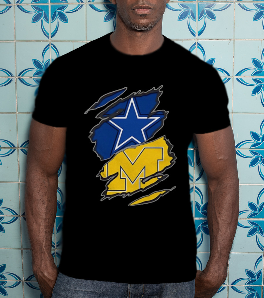Dallas Cowboys Michigan Wolverines Two Teams One Heart T-Shirt