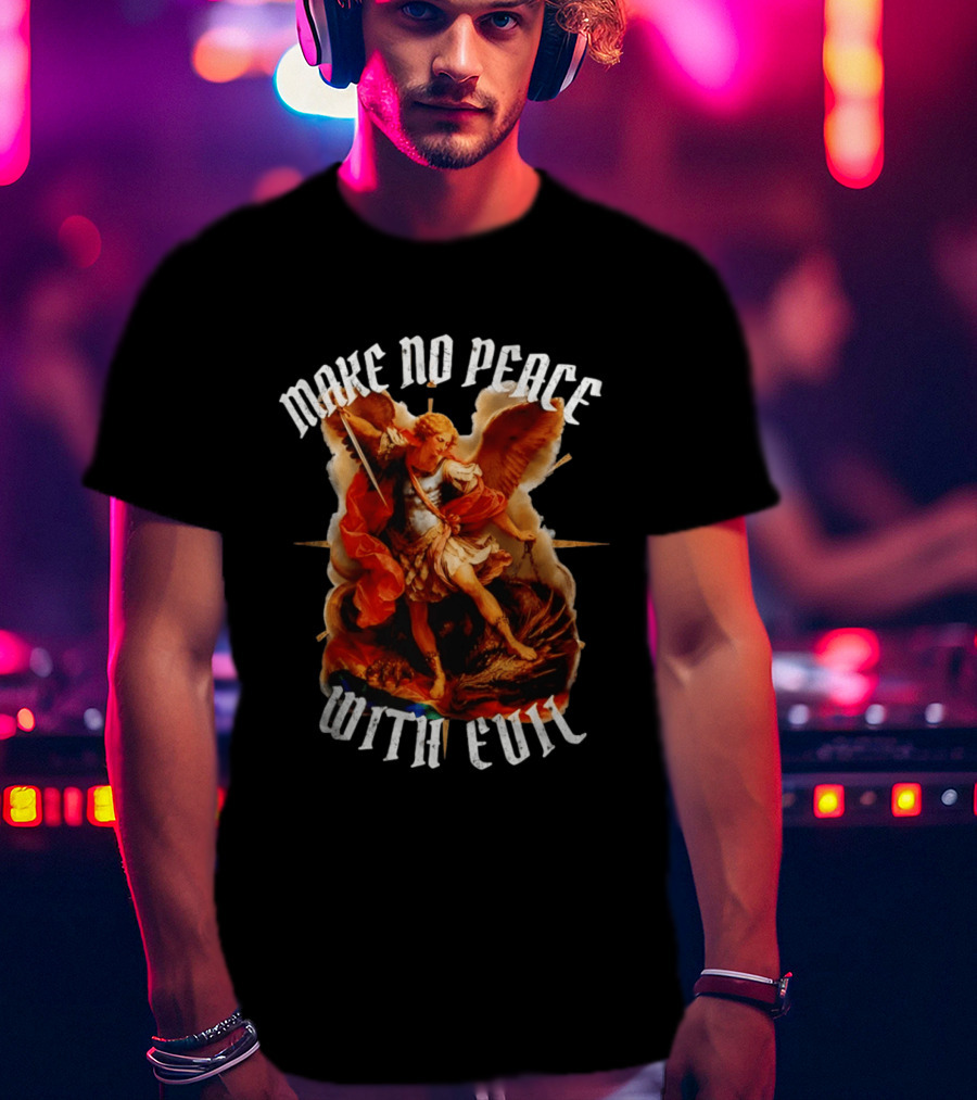 Make No Peace With Evil Angelic Warrior With Sword And Wings T-Shirt
