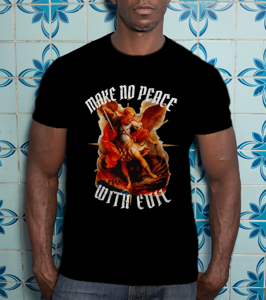 Make No Peace With Evil Angelic Warrior With Sword And Wings T-Shirt