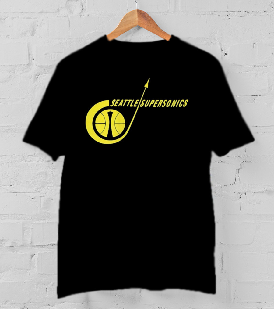 Seattle SuperSonics Basketball Space Needle Icon Yellow T-Shirt