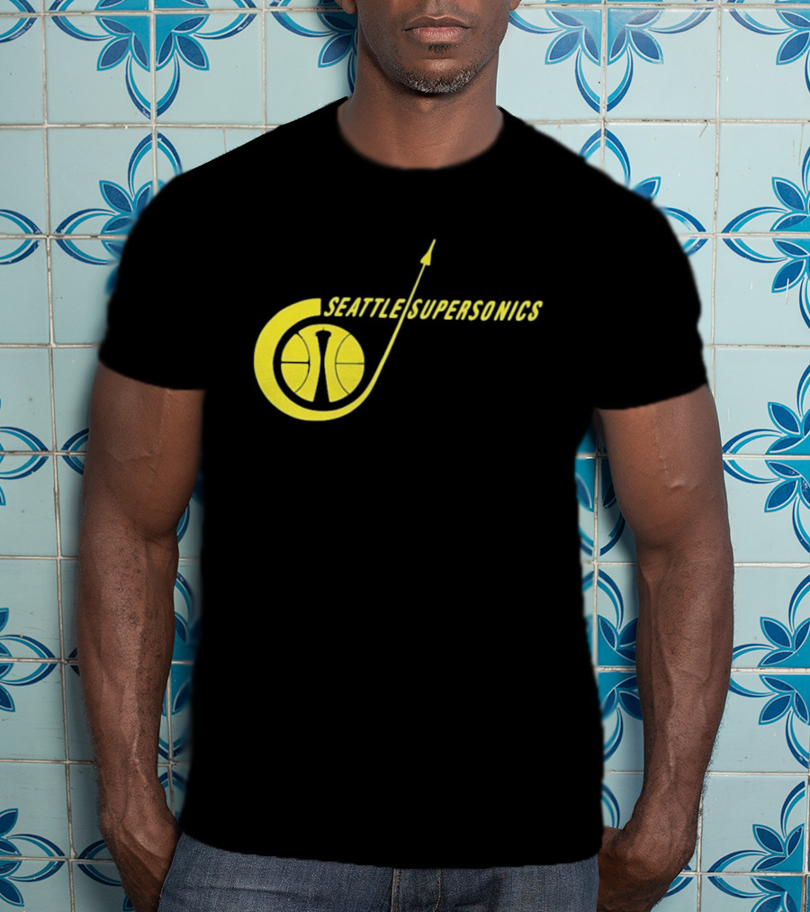 Seattle SuperSonics Basketball Space Needle Icon Yellow T-Shirt