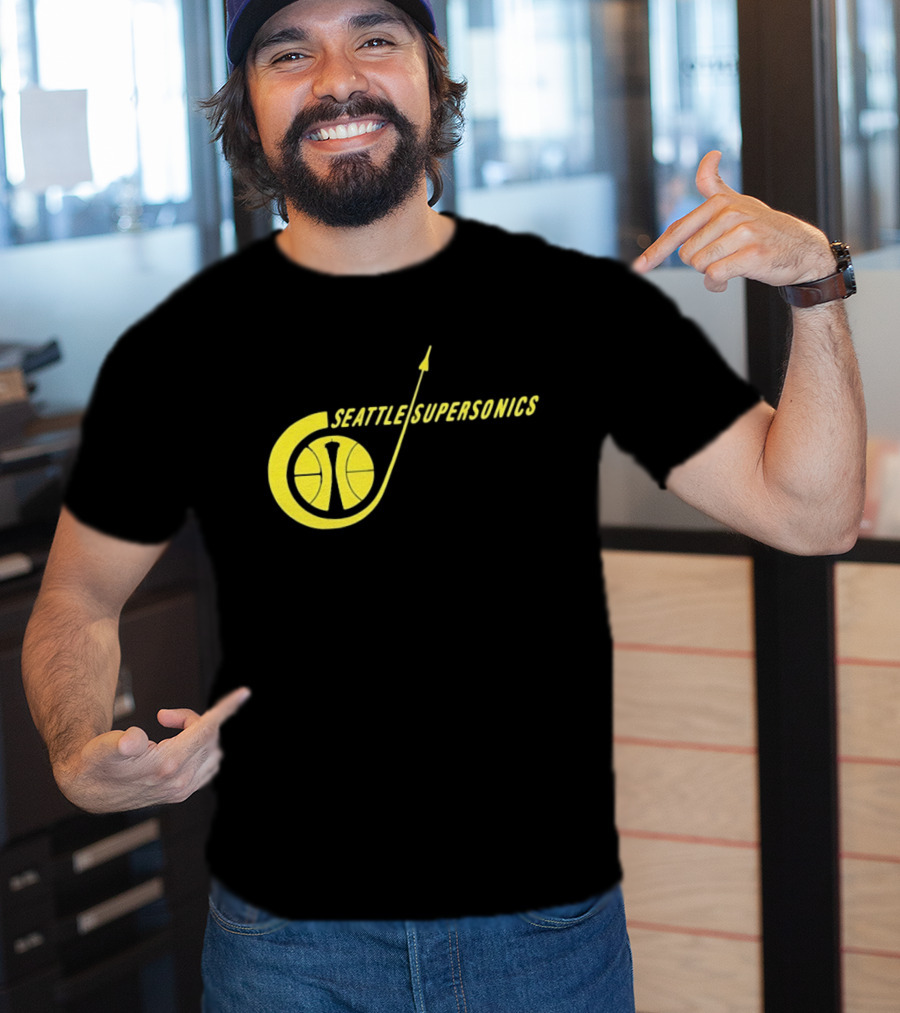 Seattle SuperSonics Basketball Space Needle Icon Yellow T-Shirt