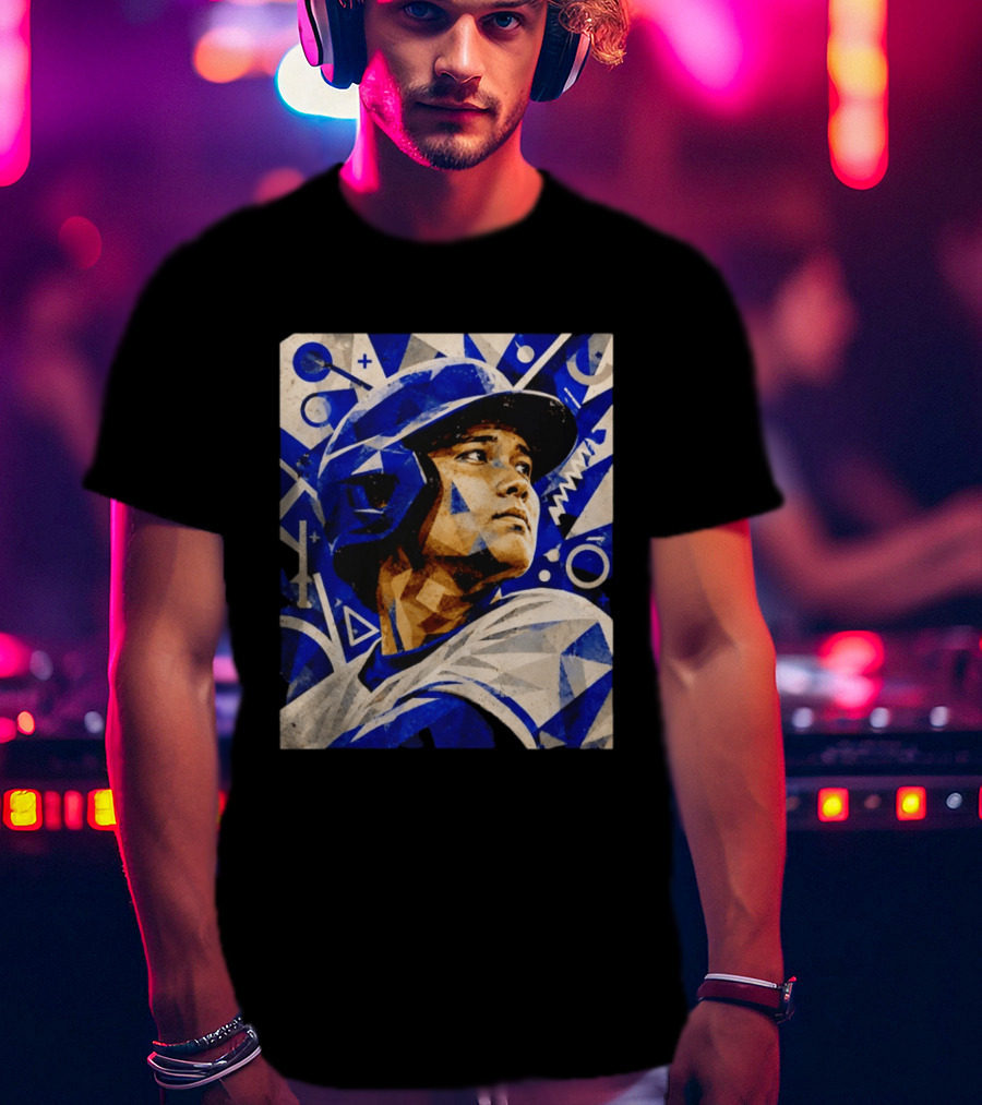 Shohei Ohtani Los Angeles Dodgers Geometric Blue Abstract Baseball T-Shirt