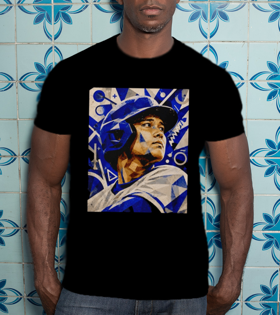 Shohei Ohtani Los Angeles Dodgers Geometric Blue Abstract Baseball T-Shirt