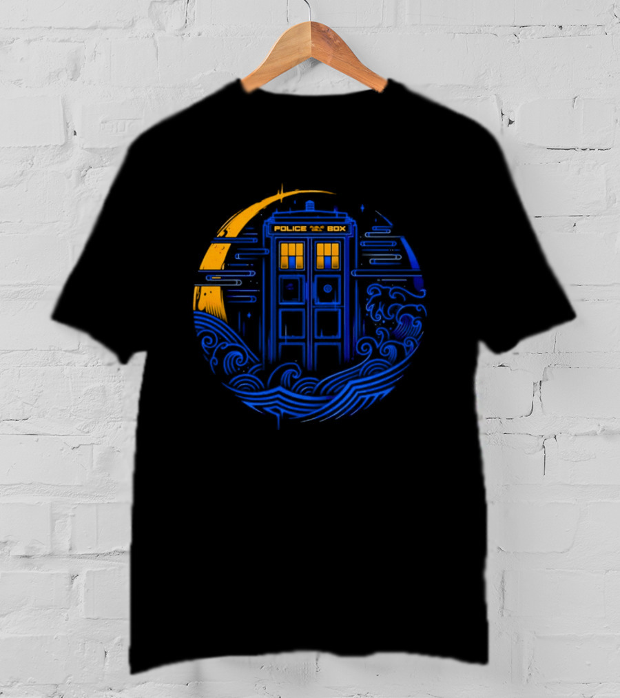 Doctor Who TARDIS Police Box Japanese Wave Sci Fi T-Shirt
