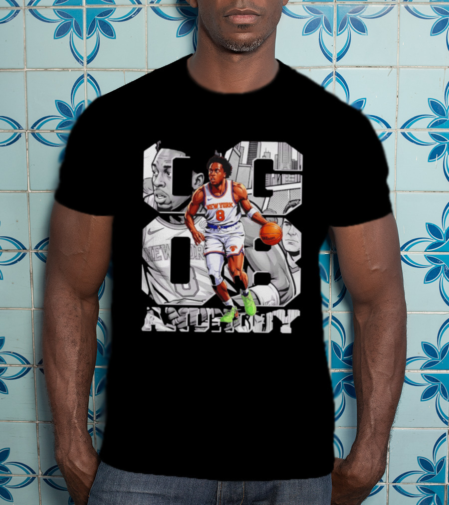 New York Anunoby 08 Basketball Comic Knicks T-Shirt
