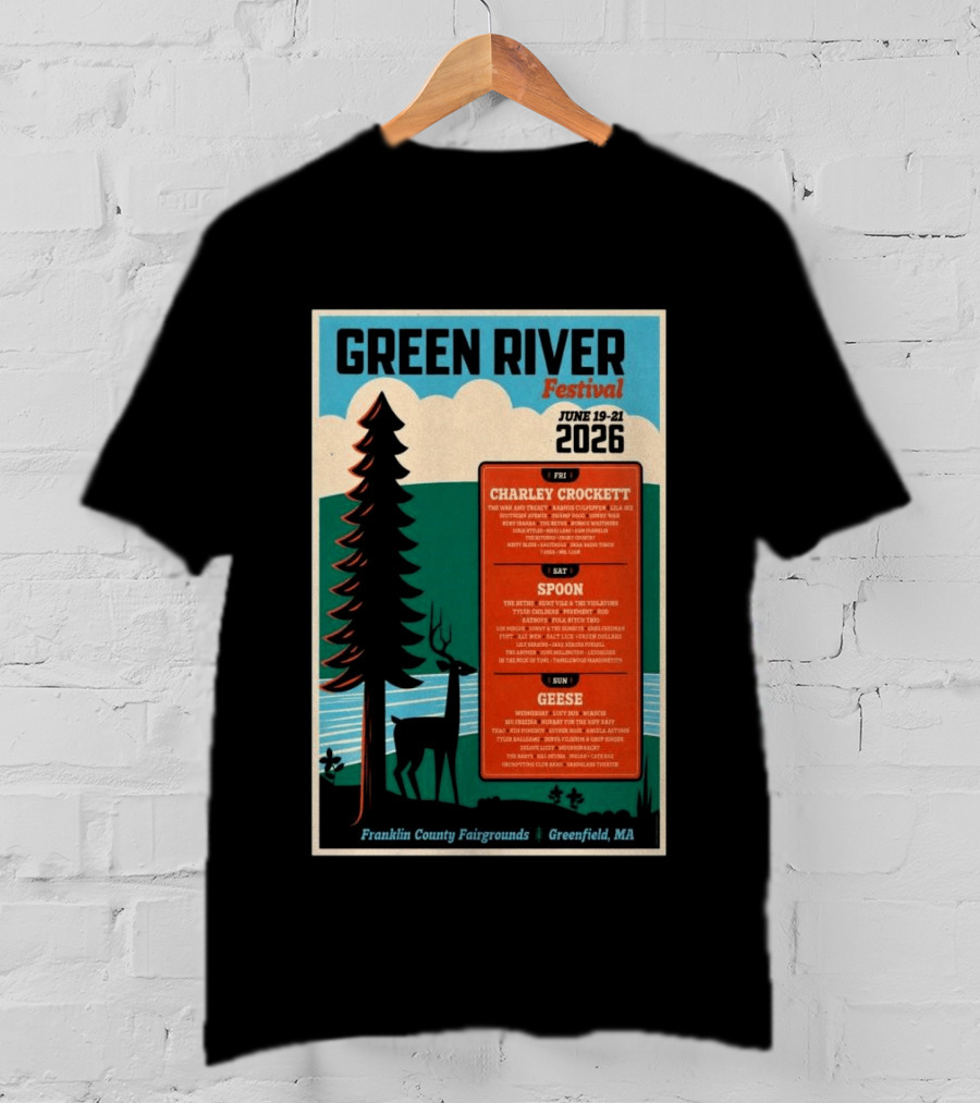 Green River Festival June 19 21 2026 Franklin County Fairgrounds Greenfield MA Featuring Charley Crockett Spoon Geese T-Shirt
