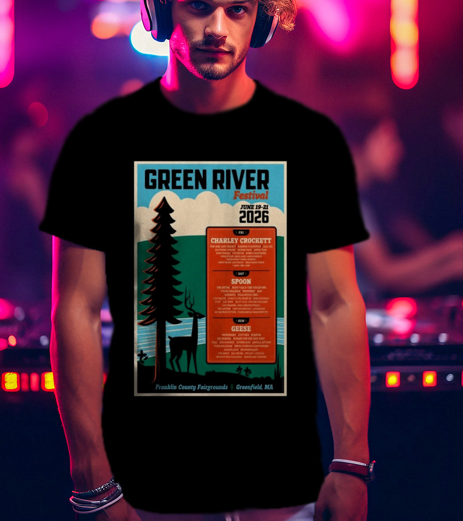 Green River Festival June 19 21 2026 Franklin County Fairgrounds Greenfield MA Featuring Charley Crockett Spoon Geese T-Shirt