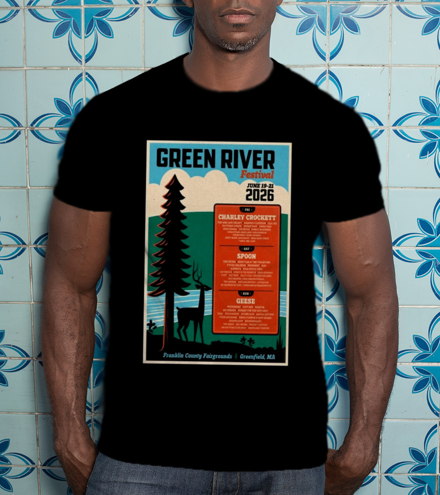 Green River Festival June 19 21 2026 Franklin County Fairgrounds Greenfield MA Featuring Charley Crockett Spoon Geese T-Shirt