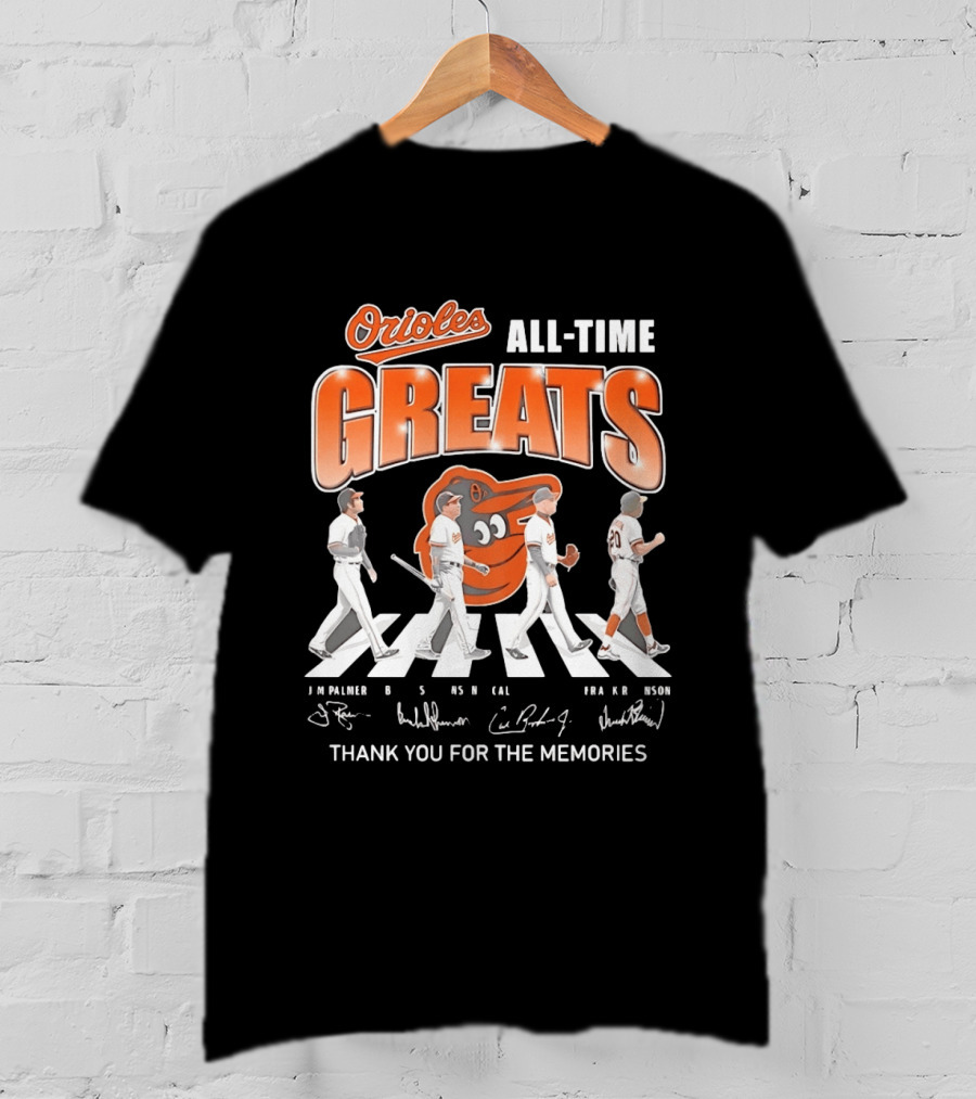 Orioles All Time Greats Thank You For The Memories Baseball Legends Abbey Road T-Shirt