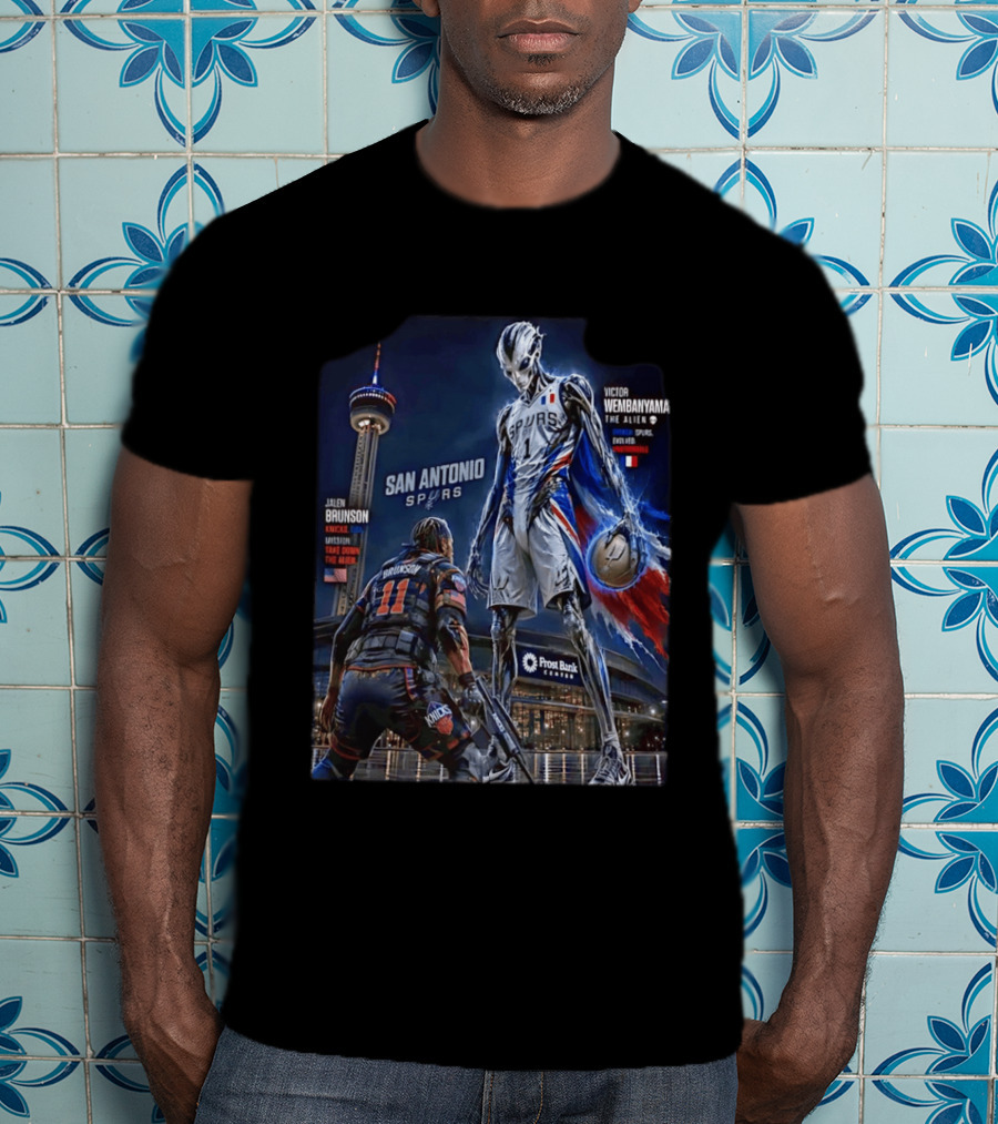 Jalen Brunson Knicks Battle Victor Wembanyama Alien Spurs Showdown San Antonio T-Shirt
