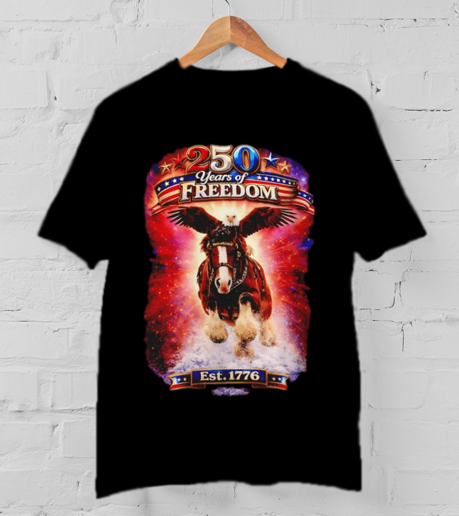 Budweiser 250 Years Of Freedom Eagle Horse Est. 1776 American Patriotic T-Shirt