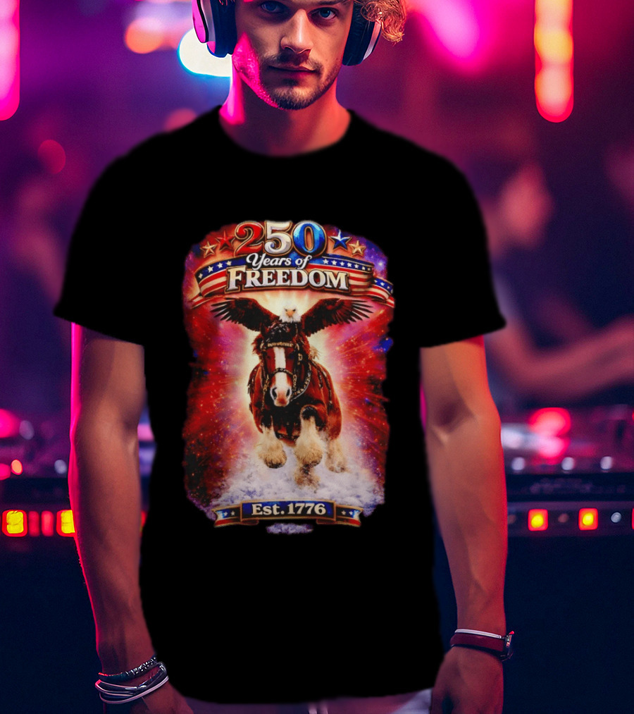 Budweiser 250 Years Of Freedom Eagle Horse Est. 1776 American Patriotic T-Shirt