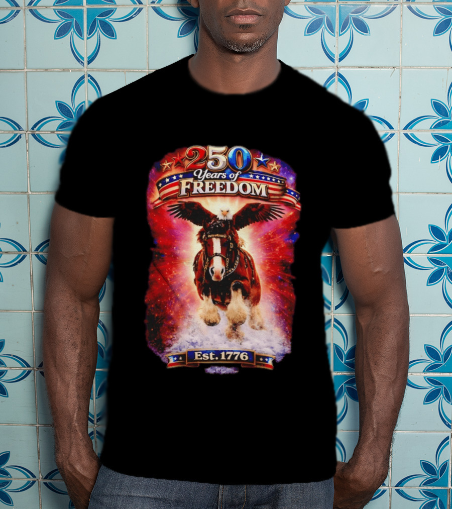 Budweiser 250 Years Of Freedom Eagle Horse Est. 1776 American Patriotic T-Shirt