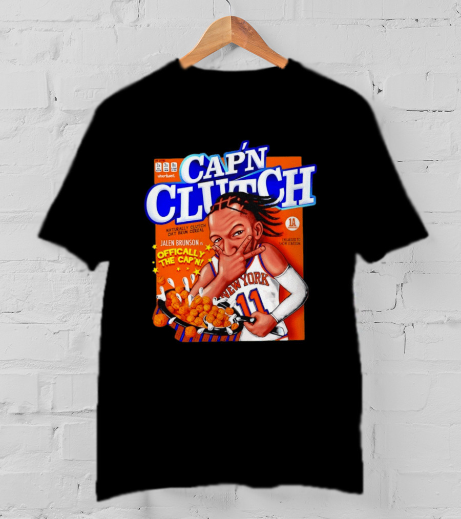 Cap'n Clutch Jalen Brunson New York Offically The Cap'n Cereal Box Comic T-Shirt