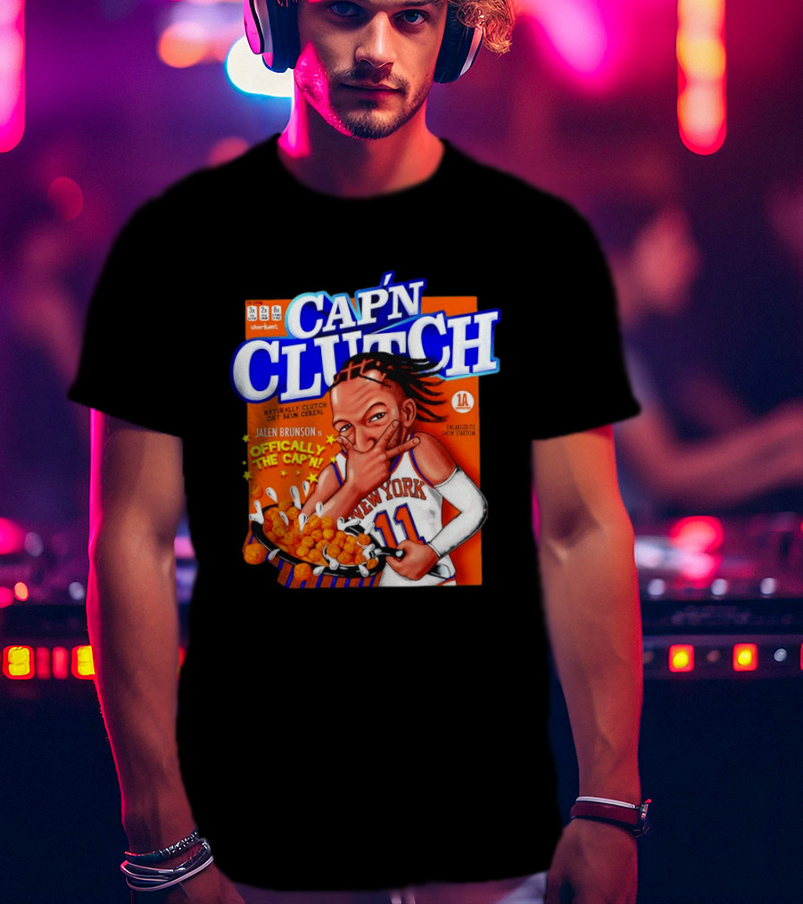 Cap'n Clutch Jalen Brunson New York Offically The Cap'n Cereal Box Comic T-Shirt