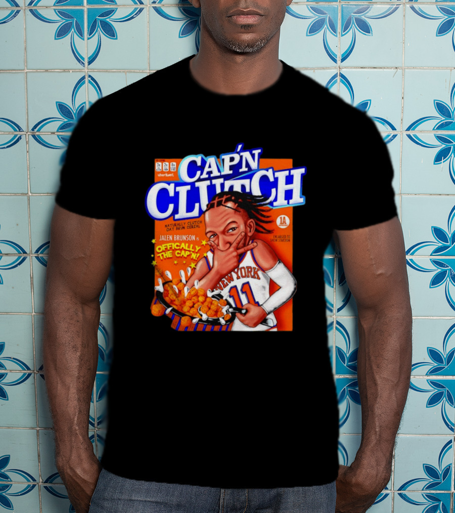 Cap'n Clutch Jalen Brunson New York Offically The Cap'n Cereal Box Comic T-Shirt