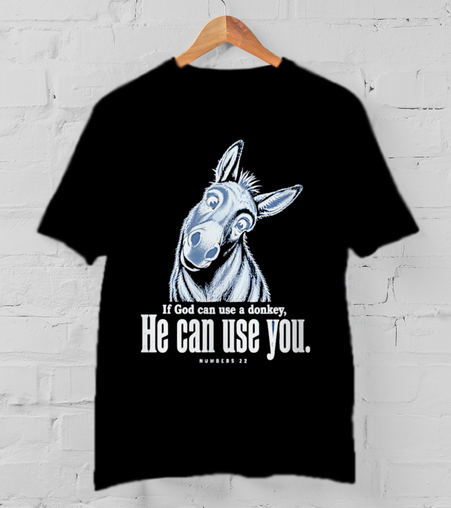 If God Can Use A Donkey He Can Use You Cartoon Donkey Numbers 22 T-Shirt
