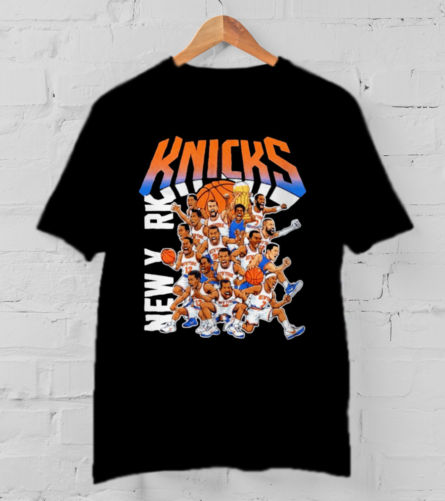 New York Knicks Cartoon Players 2026 Basketball Team Fun T-Shirt