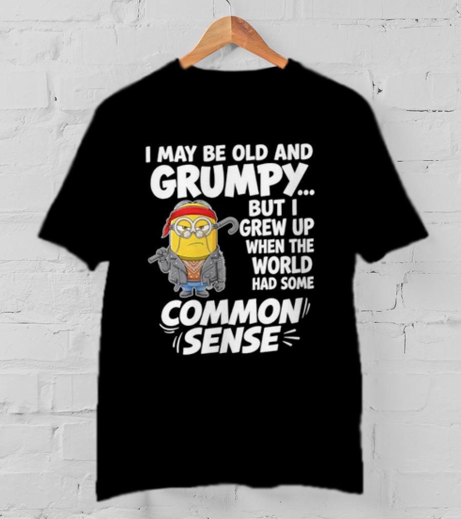 Dave The Minion I May Be Old And Grumpy But I Grew Up When The World Had Some Common Sense T-Shirt