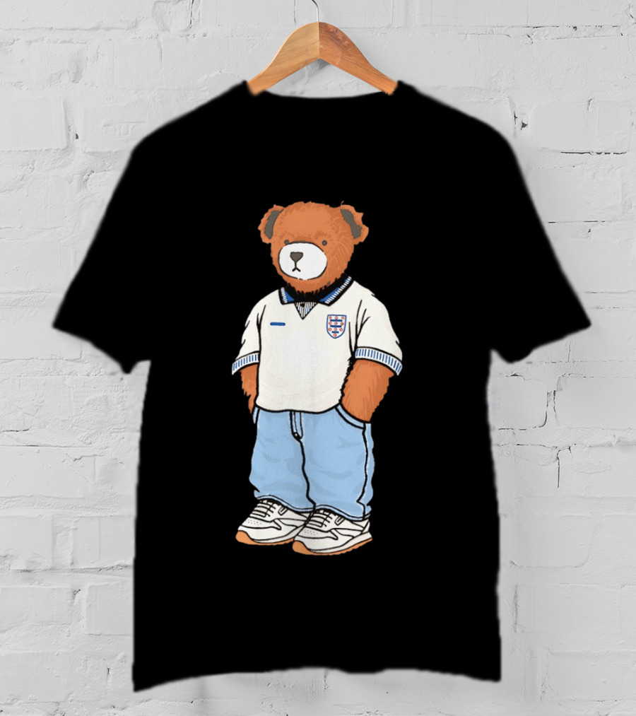 Three Lions England '90 Pickles Teddy Bear Retro Soccer Fan T-Shirt