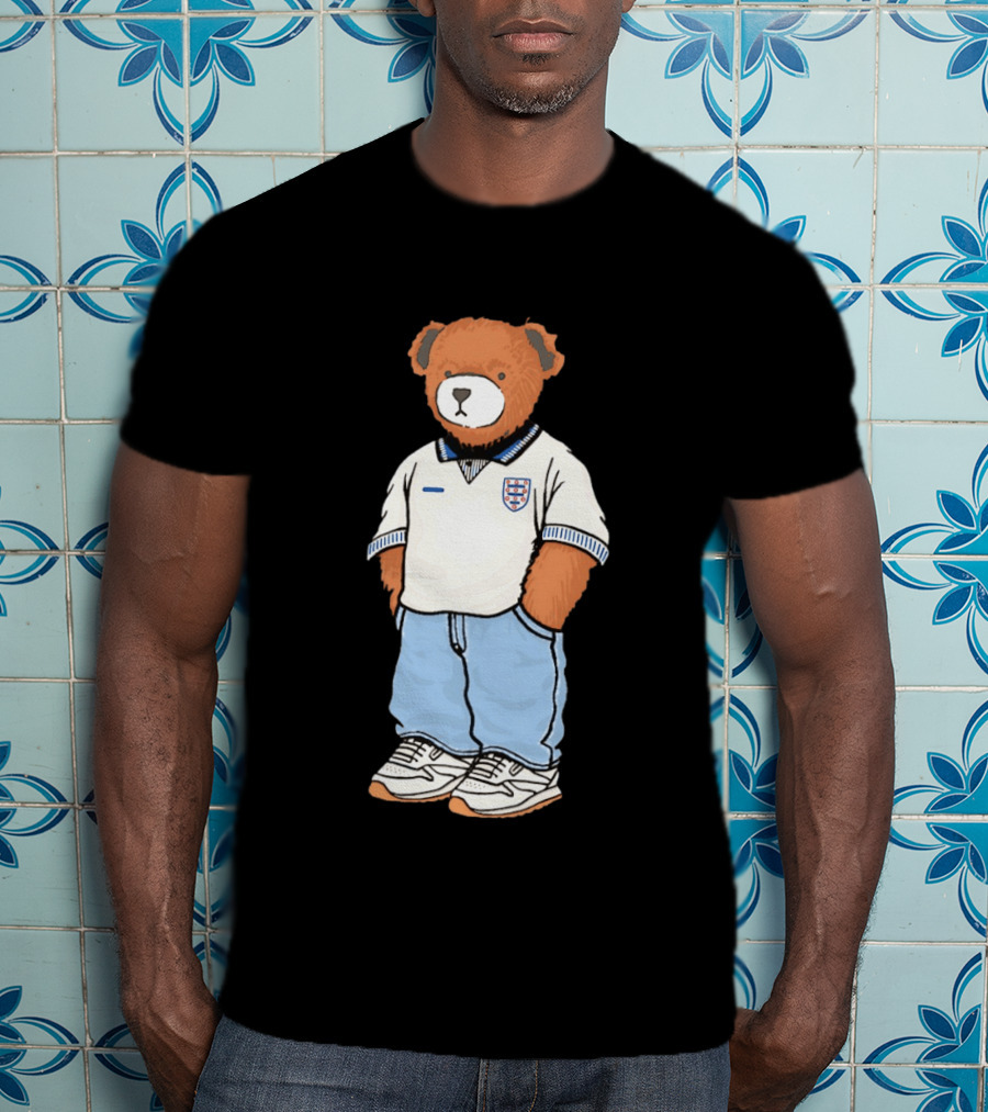 Three Lions England '90 Pickles Teddy Bear Retro Soccer Fan T-Shirt