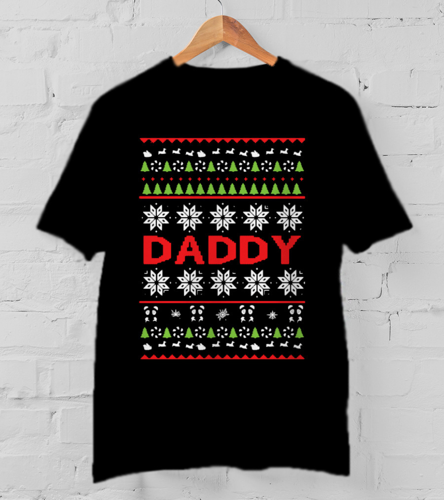 Daddy Ugly Christmas Snowflakes And Trees T-Shirt