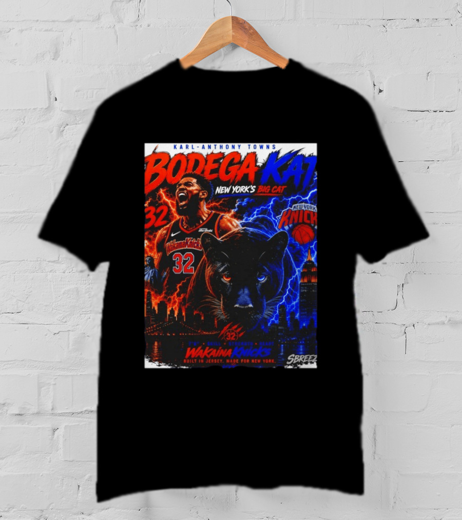Bodega KAT Karl Anthony Towns Wakaina Knicks 2026 New York's Big Cat 32 T-Shirt