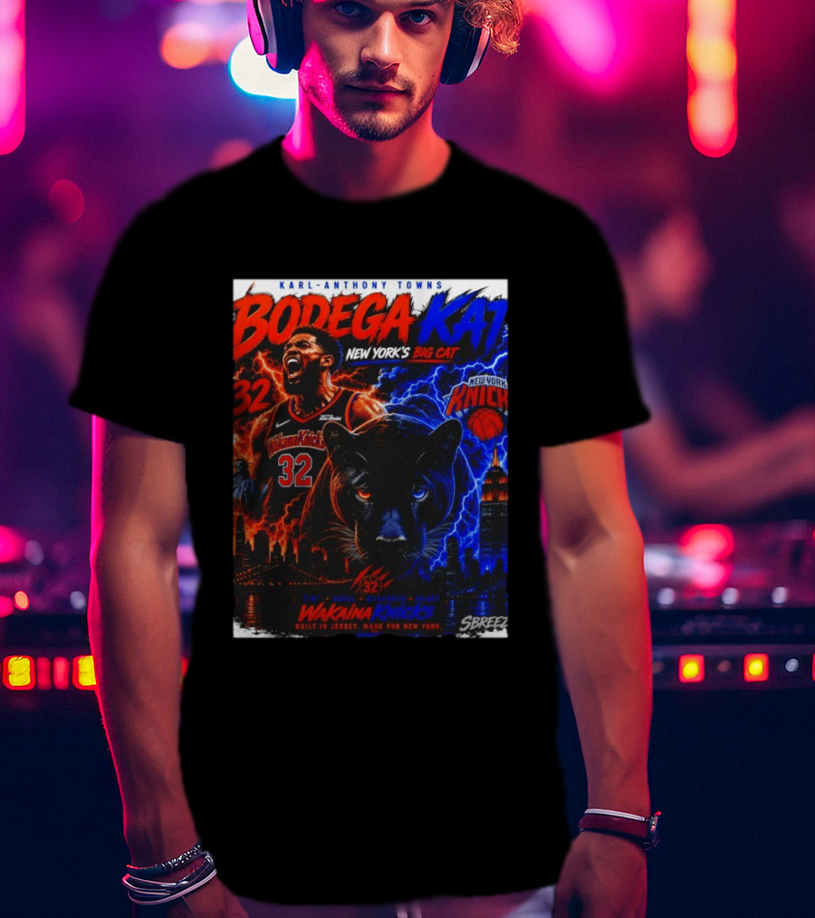 Bodega KAT Karl Anthony Towns Wakaina Knicks 2026 New York's Big Cat 32 T-Shirt