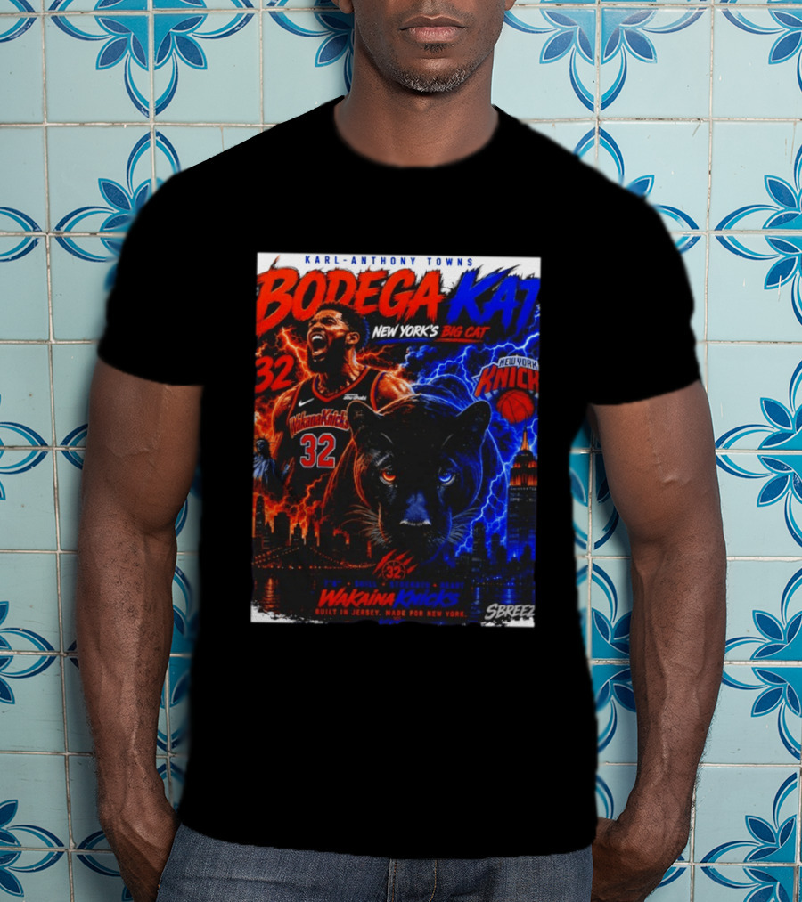 Bodega KAT Karl Anthony Towns Wakaina Knicks 2026 New York's Big Cat 32 T-Shirt