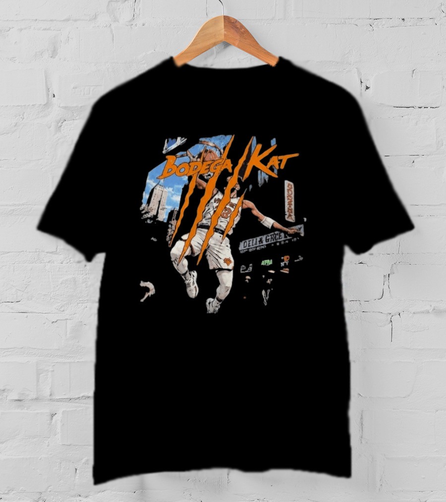 Bodega Kat Basketball Scratch Street Deli Grocer Basketball Player T-Shirt