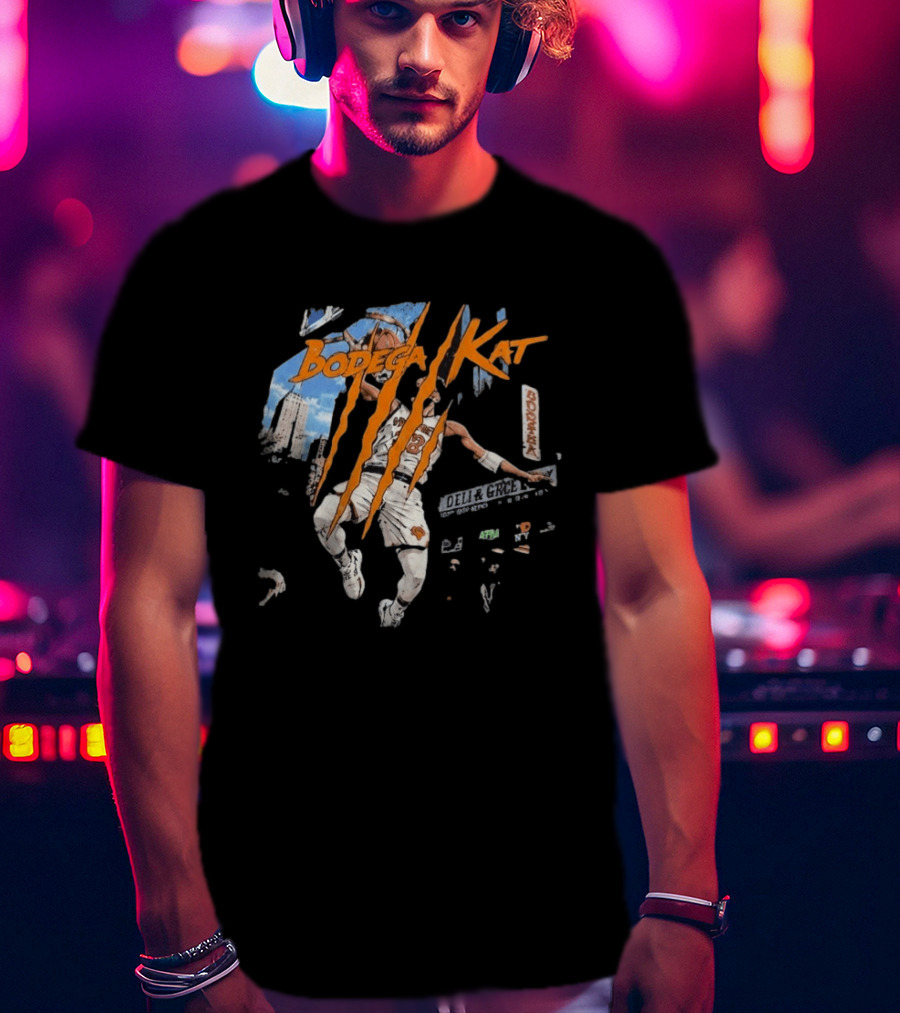 Bodega Kat Basketball Scratch Street Deli Grocer Basketball Player T-Shirt