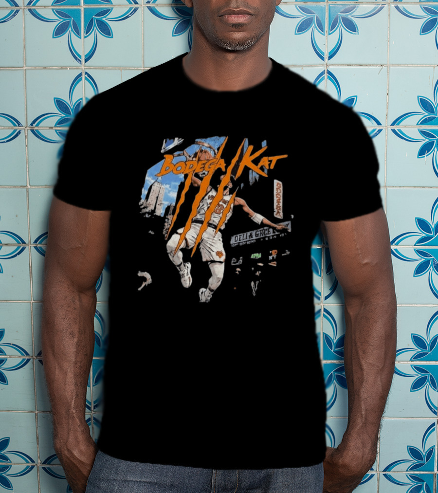 Bodega Kat Basketball Scratch Street Deli Grocer Basketball Player T-Shirt