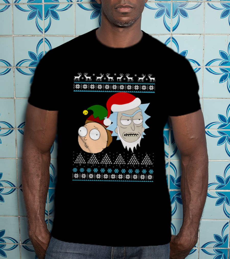 Rick Santa Morty Elf Christmas Sweater T-Shirt